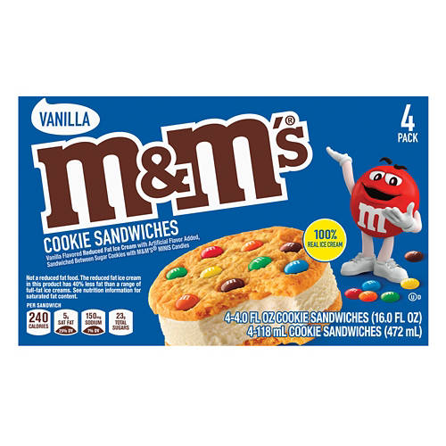 M&M's Vanilla Ice Cream Cookie Sandwiches, 4 pack
